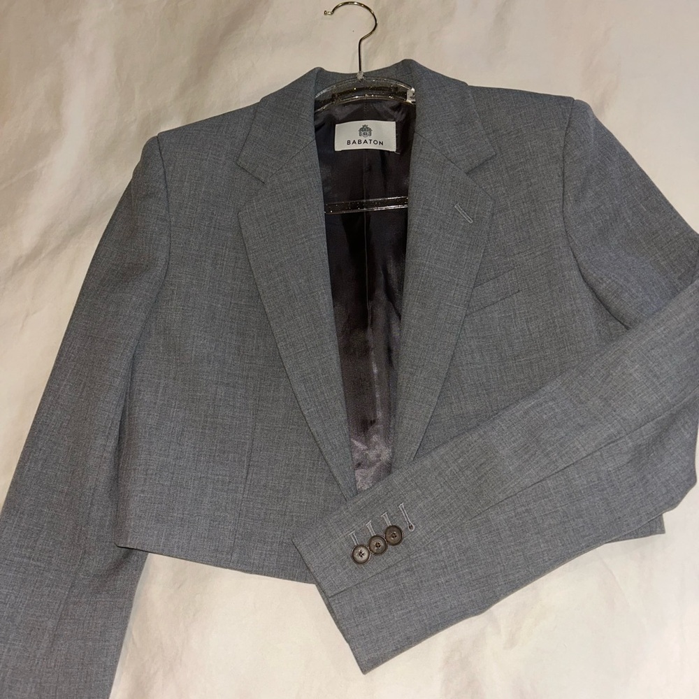 Babaton Gray Cropped Single-Button Blazer - image 3